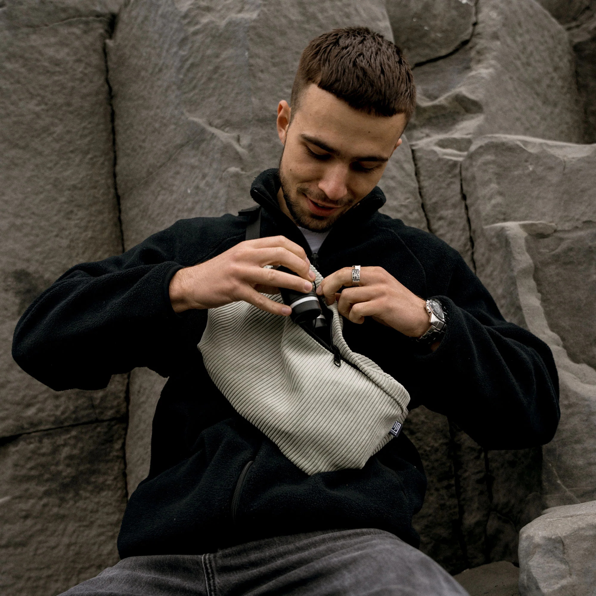 Bauchtasche Groß Eckig Cord - Image 64